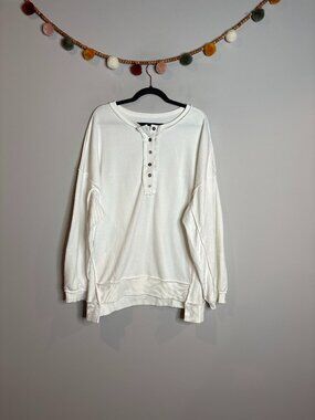 Amazon white snap up henley sweatshirt tunic